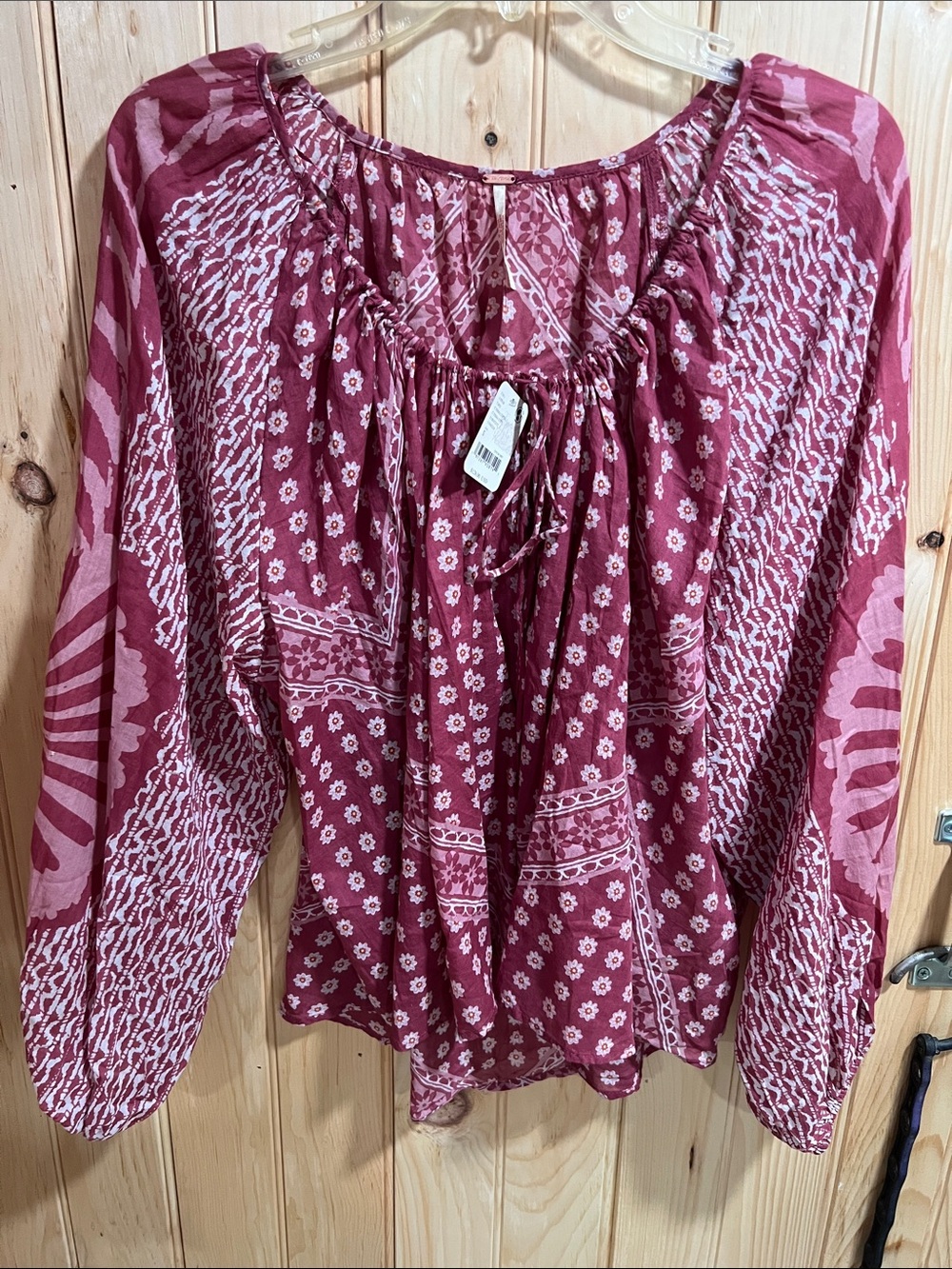 Free People Mauve Floral Boho Peasant Tunic